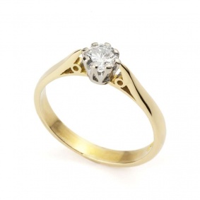 18YG 0.31ct H/I, Pique Round Diamond Ring